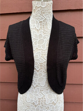 Studio Works Black Short Sleeve Bolero Shrug Cardigan